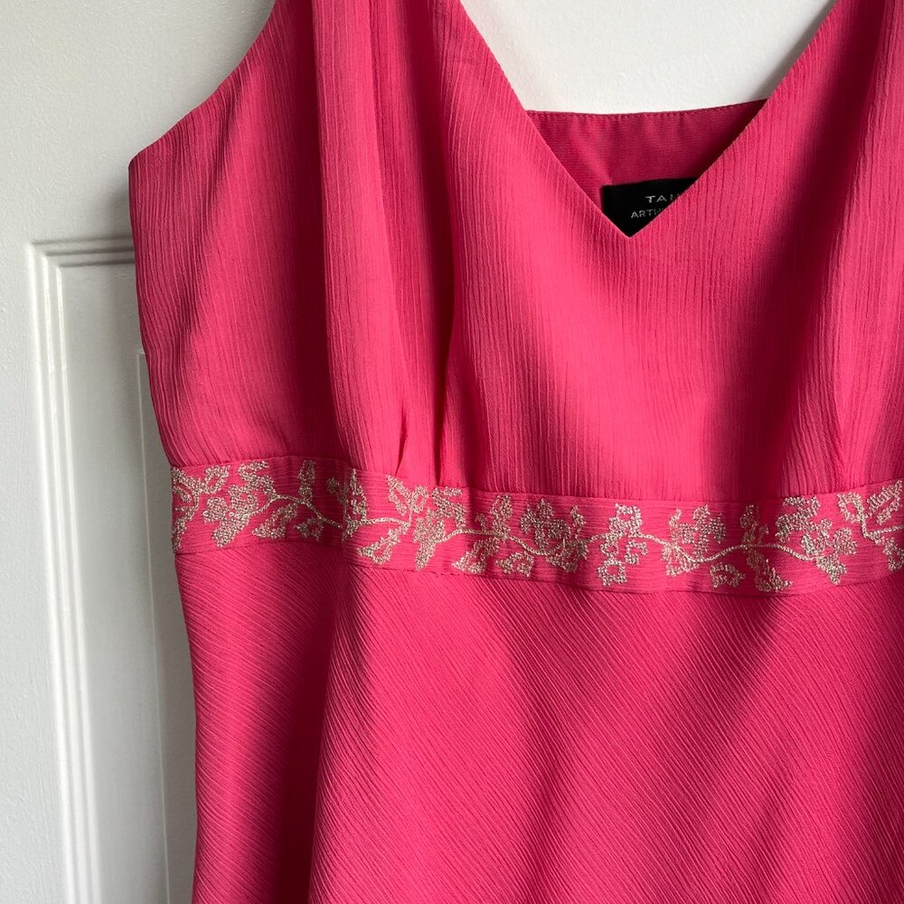 Tahari ASL Pink Empire Waist Pink Cocktail Dress Shiffon and Satin Size 12 NWT - Picture 3 of 11